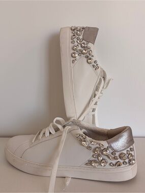 CHICOS rhinestone embellished white sneakers size 10.5